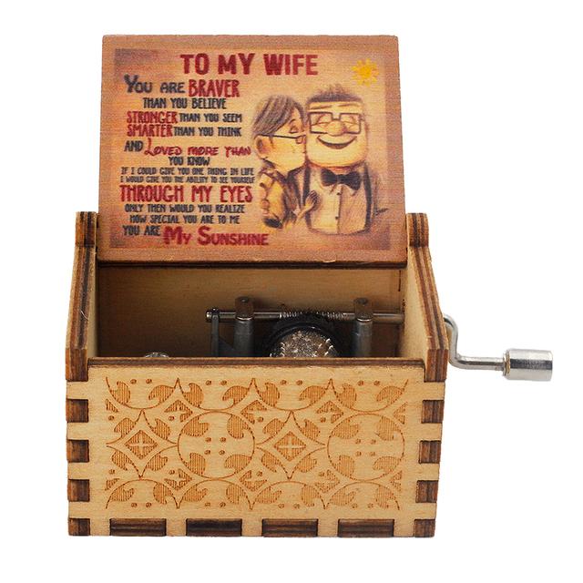 2025 Black Wooden Music Box Jurassic Park Caja Musical Queen Totoro Hand Cranked Wood Musical Box Christmas Gift