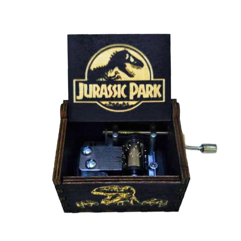 2025 Black Wooden Music Box Jurassic Park Caja Musical Queen Totoro Hand Cranked Wood Musical Box Christmas Gift