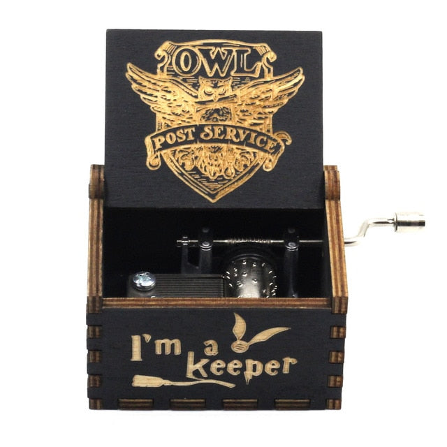 2025 Black Wooden Music Box Jurassic Park Caja Musical Queen Totoro Hand Cranked Wood Musical Box Christmas Gift