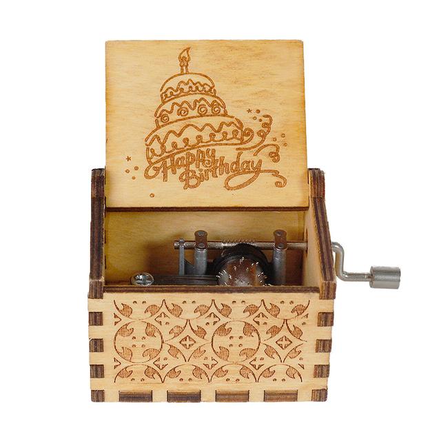 2025 Black Wooden Music Box Jurassic Park Caja Musical Queen Totoro Hand Cranked Wood Musical Box Christmas Gift