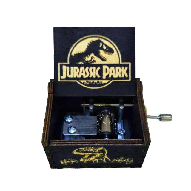 2025 Black Wooden Music Box Jurassic Park Caja Musical Queen Totoro Hand Cranked Wood Musical Box Christmas Gift