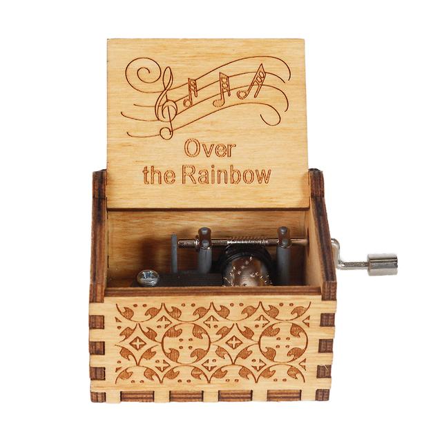 2025 Black Wooden Music Box Jurassic Park Caja Musical Queen Totoro Hand Cranked Wood Musical Box Christmas Gift