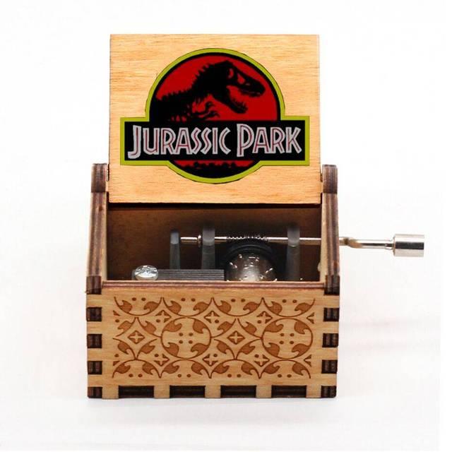 2025 Black Wooden Music Box Jurassic Park Caja Musical Queen Totoro Hand Cranked Wood Musical Box Christmas Gift