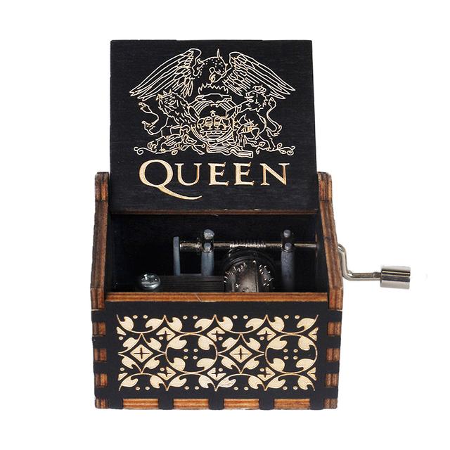 2025 Black Wooden Music Box Jurassic Park Caja Musical Queen Totoro Hand Cranked Wood Musical Box Christmas Gift