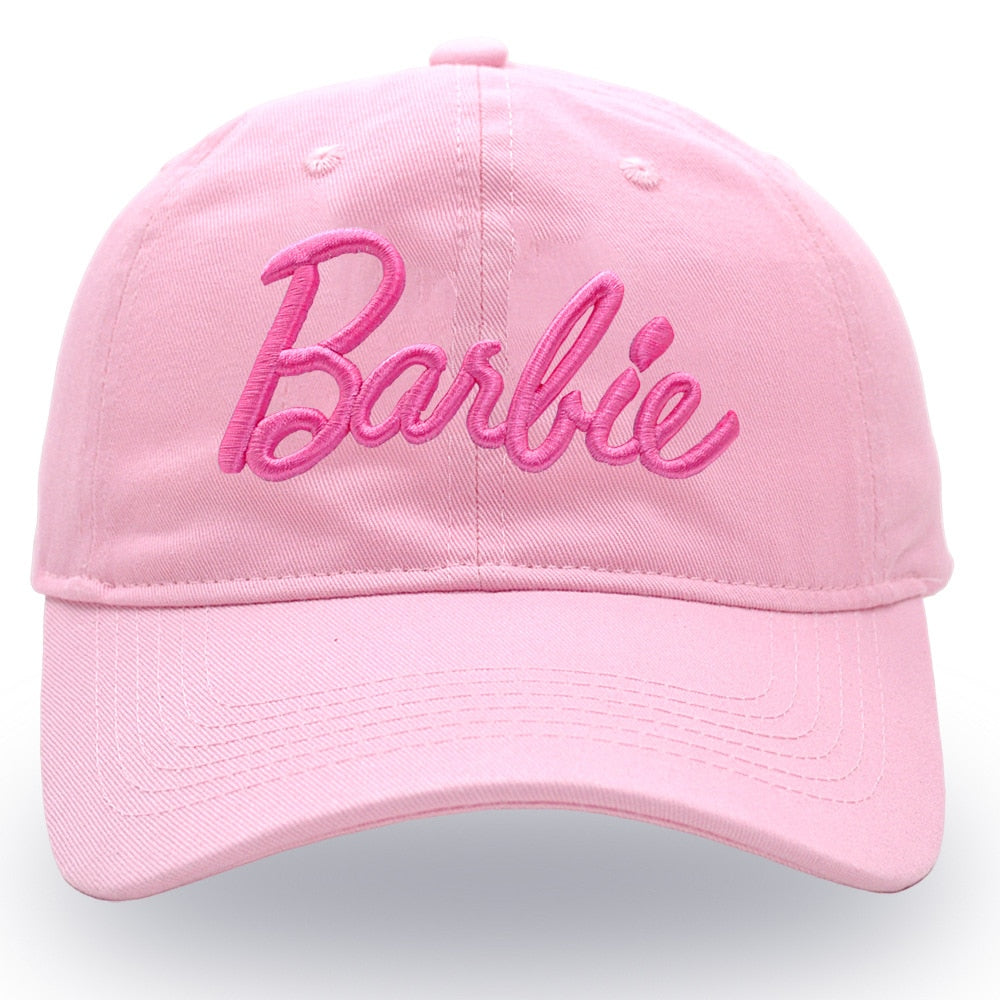 New Barbie Letters Embroidered Baseball Cap Anime Cartoon Fashion Summer Adjustable Sun Caps Outdoor Casual Peaked Hat