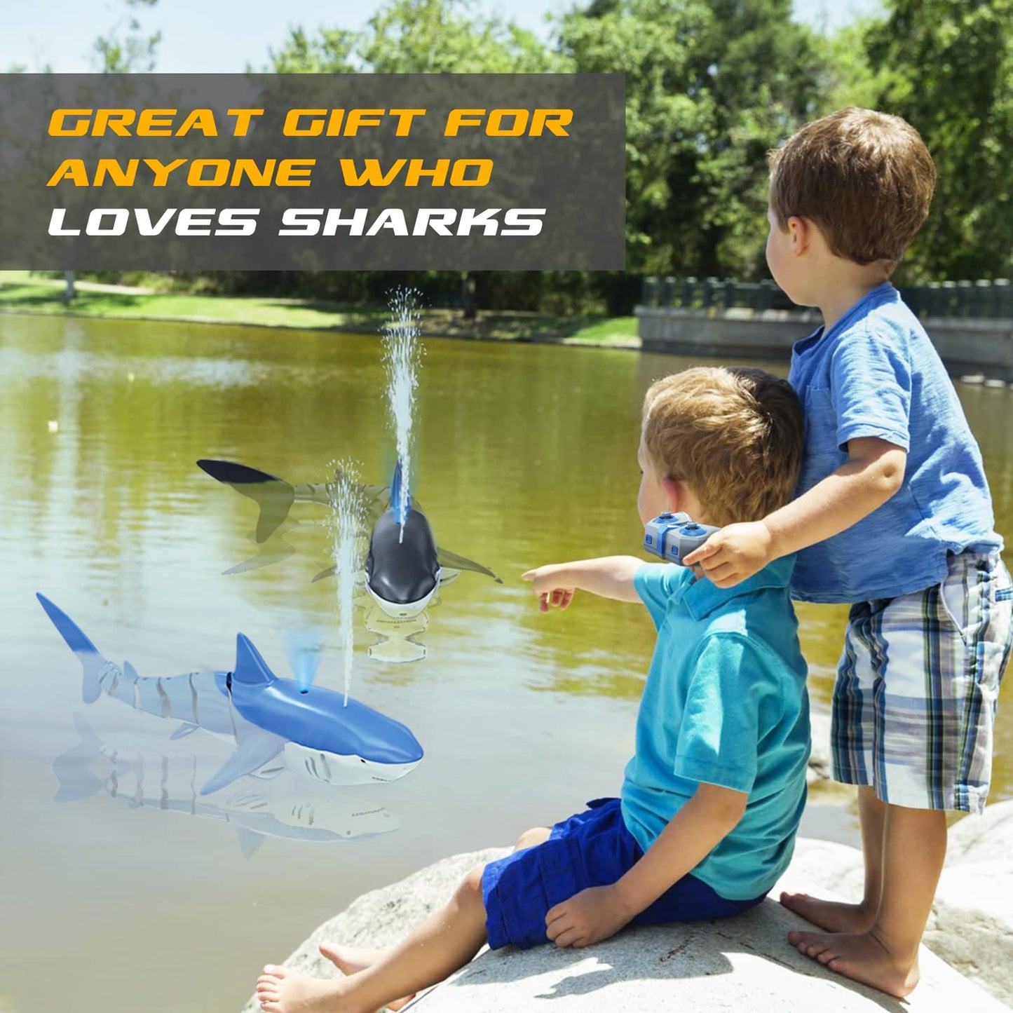 RC Boat 2.4G Remote Controlled Shark Whale Spray Water Radio Controlled Boats outdoor lake swimming pool Toys for boys Children