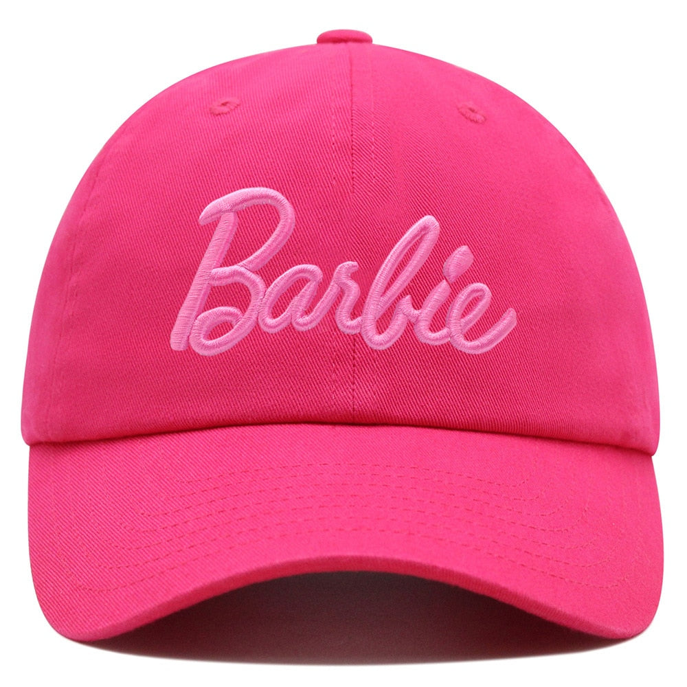 New Barbie Letters Embroidered Baseball Cap Anime Cartoon Fashion Summer Adjustable Sun Caps Outdoor Casual Peaked Hat