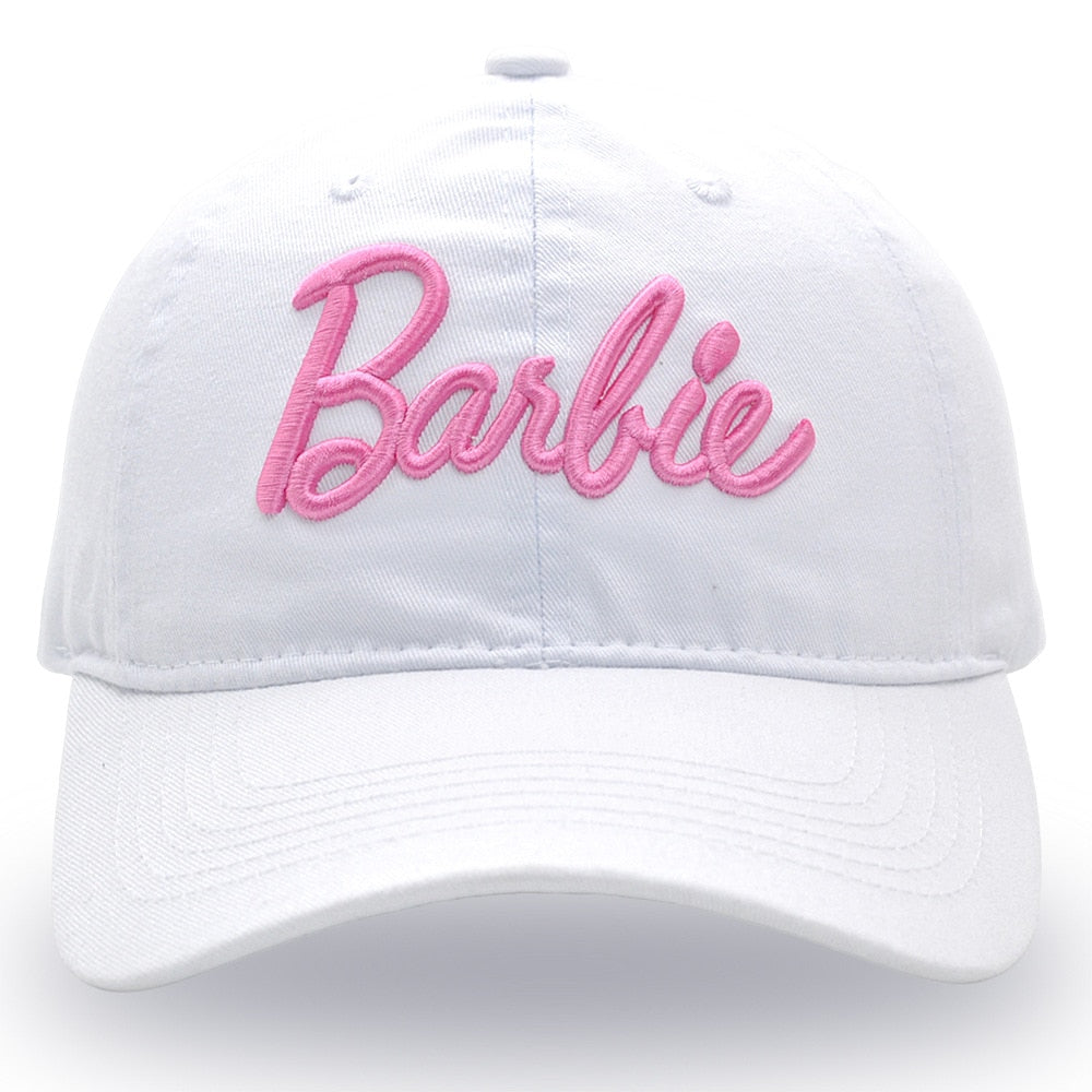 New Barbie Letters Embroidered Baseball Cap Anime Cartoon Fashion Summer Adjustable Sun Caps Outdoor Casual Peaked Hat
