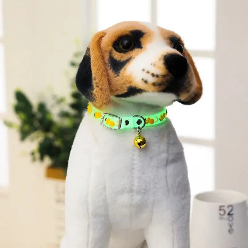Adjustable Necklace Pet Glowing Collars with Bells Safety Night Walking Luminous Collar Supplies Glow At Night Dogs Cats