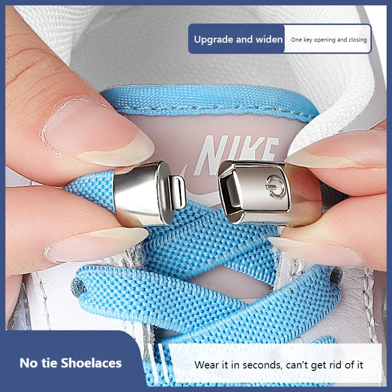 2025 No Tie Shoe laces Press Lock Shoelaces without ties Elastic Laces Sneaker Kids Adult 8MM Widened Flat Shoelace for Shoes