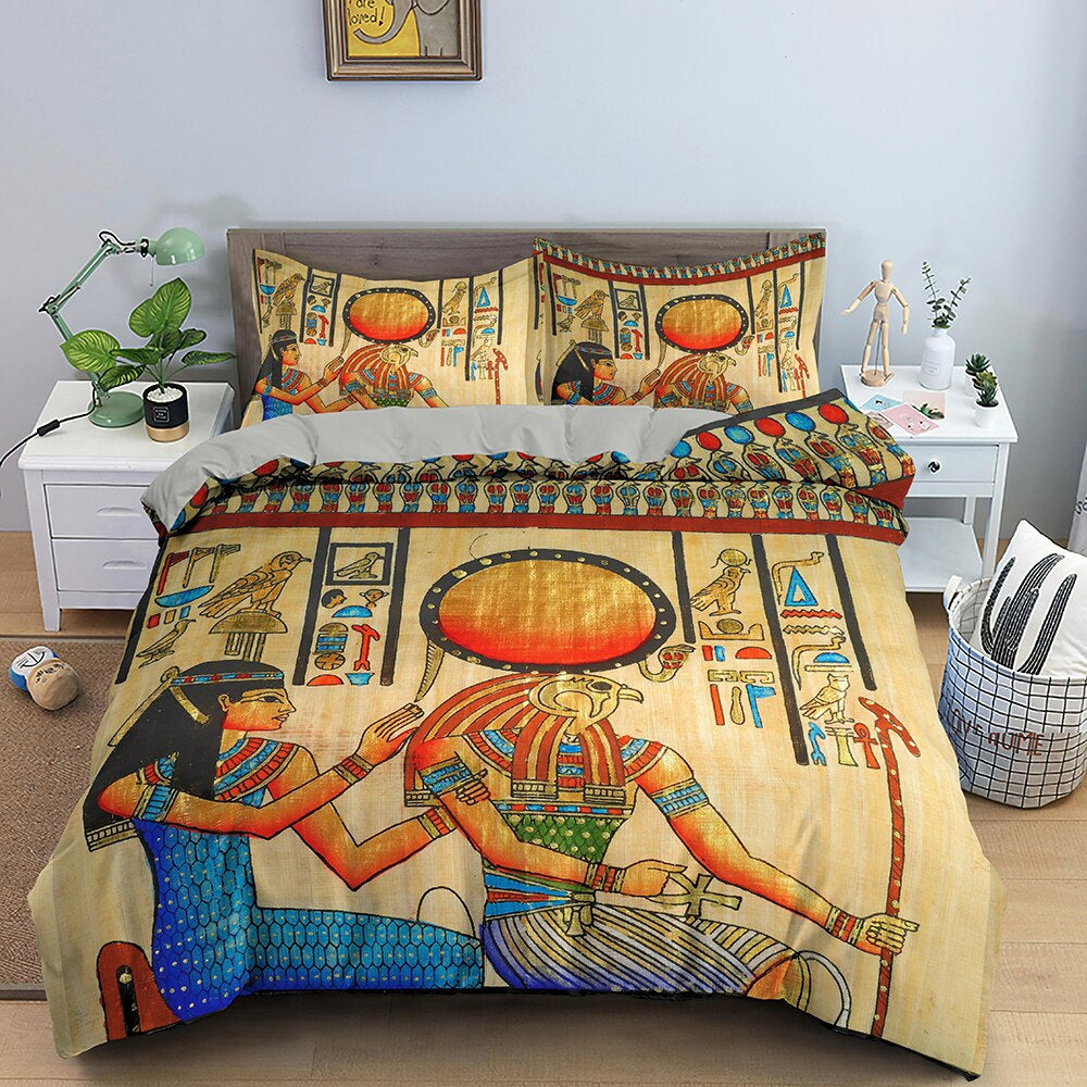 Egyptian Bedding Set Ancient Egypt Civilization Duvet Cover Characters Home Textiles Bedclothes 2/3PCS