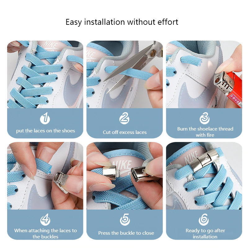 2025 No Tie Shoe laces Press Lock Shoelaces without ties Elastic Laces Sneaker Kids Adult 8MM Widened Flat Shoelace for Shoes