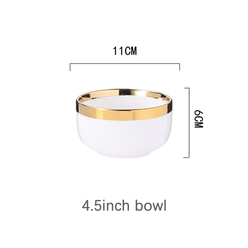 White Porcelain Plates Food Dinner Set Dishes Salad Soup Bowl Ceramic Plates and Bowls Set Tableware Set Service for 4/6/8