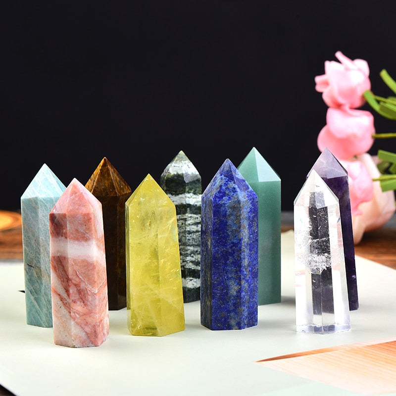 Hot Sale 1PC Natural Crystal Column Quartz Rock Mineral Specimen Crystal Point Quartz Rainbow Wand Home Decor Reiki Healing Energy Stone