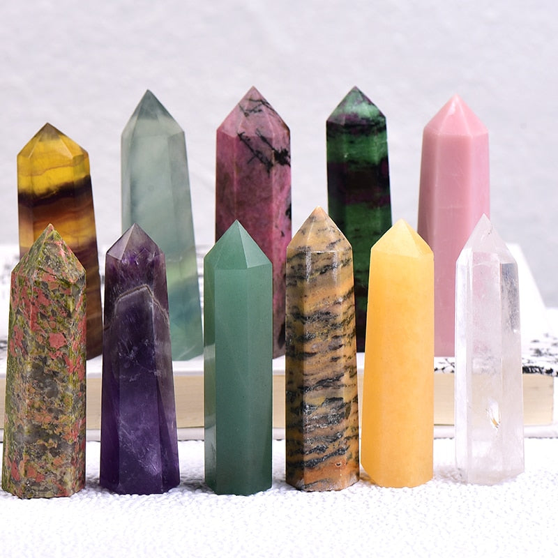 Hot Sale 1PC Natural Crystal Column Quartz Rock Mineral Specimen Crystal Point Quartz Rainbow Wand Home Decor Reiki Healing Energy Stone