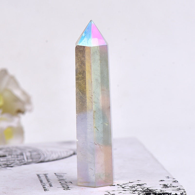 Hot Sale 1PC Natural Crystal Column Quartz Rock Mineral Specimen Crystal Point Quartz Rainbow Wand Home Decor Reiki Healing Energy Stone