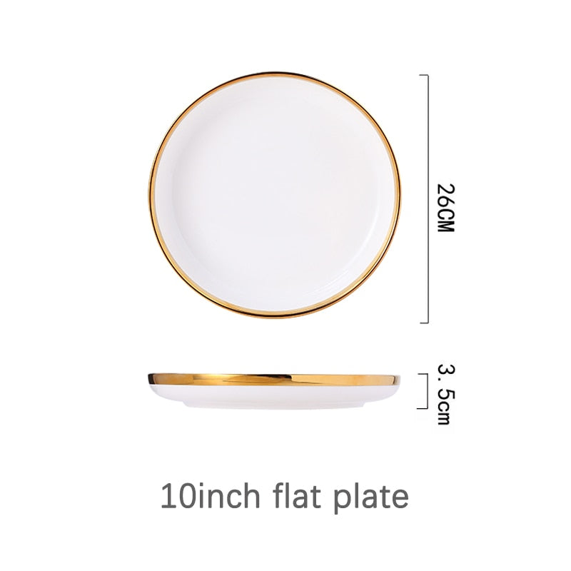 White Porcelain Plates Food Dinner Set Dishes Salad Soup Bowl Ceramic Plates and Bowls Set Tableware Set Service for 4/6/8