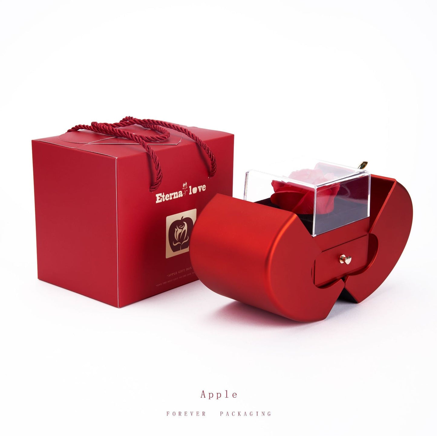 Valentine's Day 2025 Eternal Flower Apple Jewelry Box Christmas Gift Box Rose Flower Birthday Party