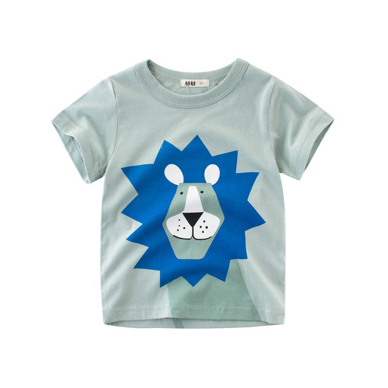 2025 Summer Cartoon Elephant T Shirt Boys Girls Animals Short Sleeve O-Neck T-Shirts Kids Clothes Toddler Cotton Tops
