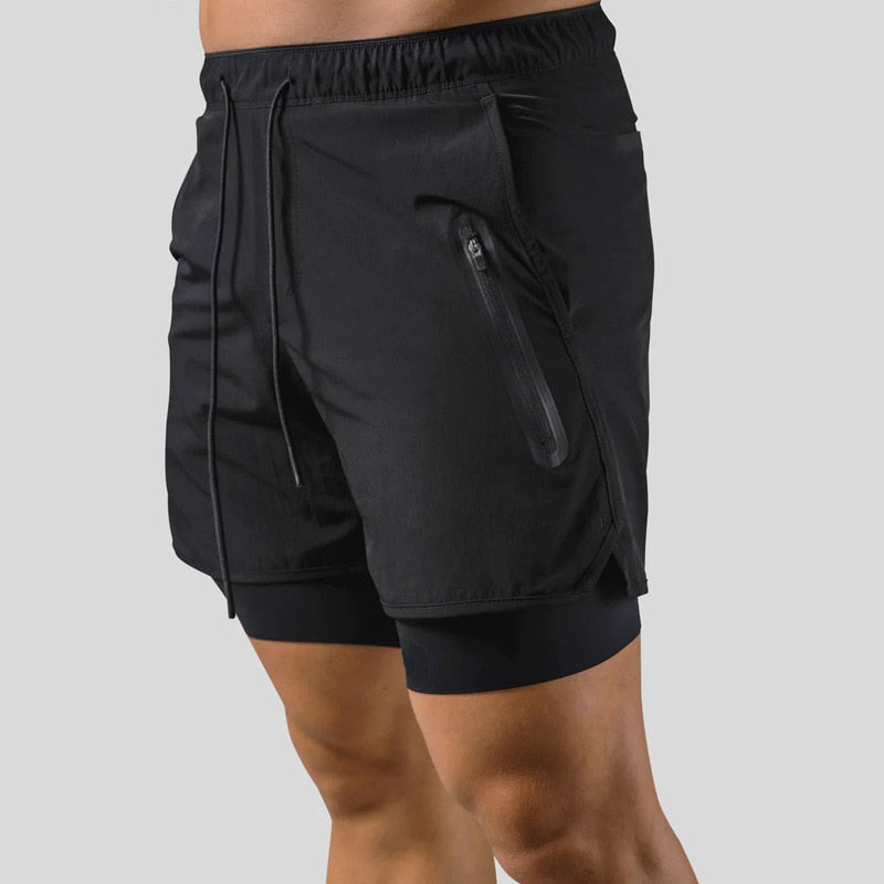 2025 New Street Fashion Shorts In1 Double Layer Quick Dry Sports Style Fitness Jogging Workout Men& Casual Shorts