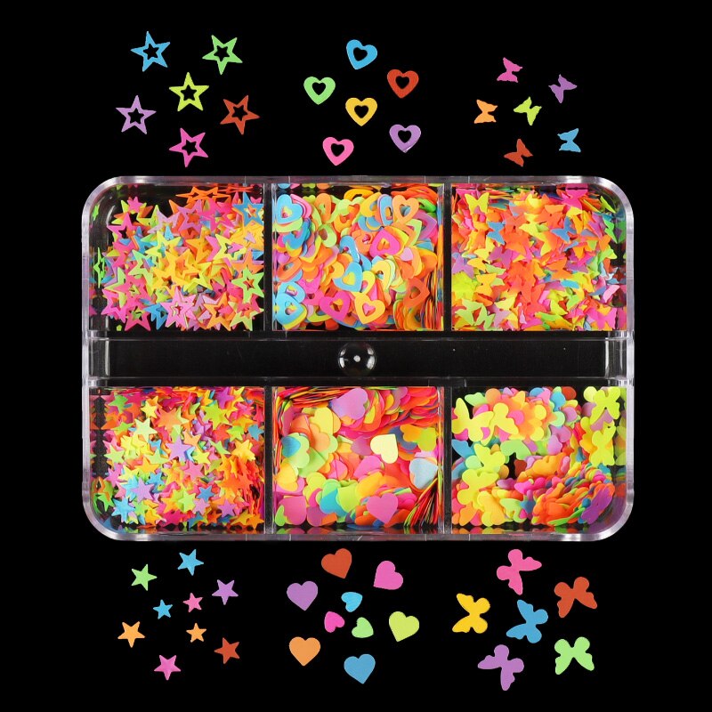 Valentines Day Mixed Love Heart Nail Glitter Red Flake Sequin Powder Decorative Accessories For Professional Nail Art Supplies