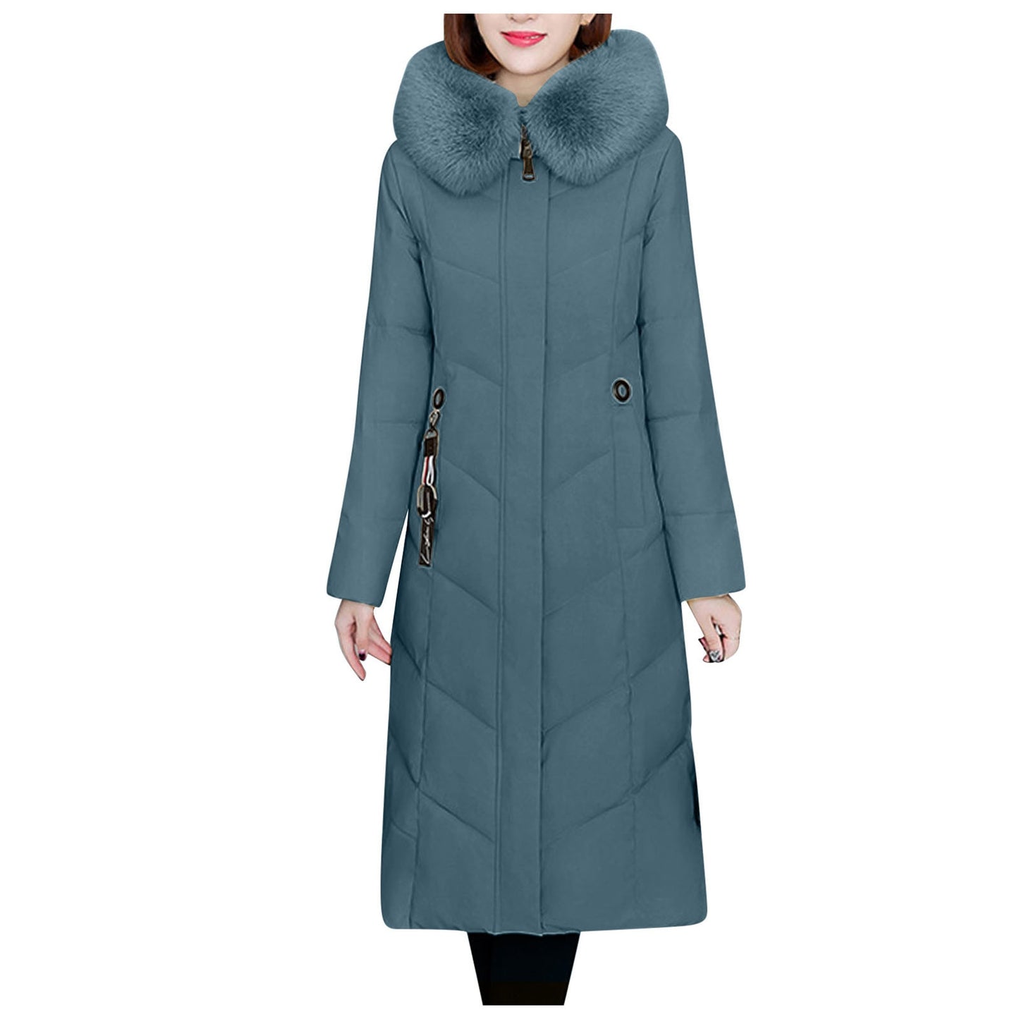 Fleece Jacket inside Pockets Women Long Winter Coat Vest Long Sleeve Warm Down Hooded Winter Jackets for Women