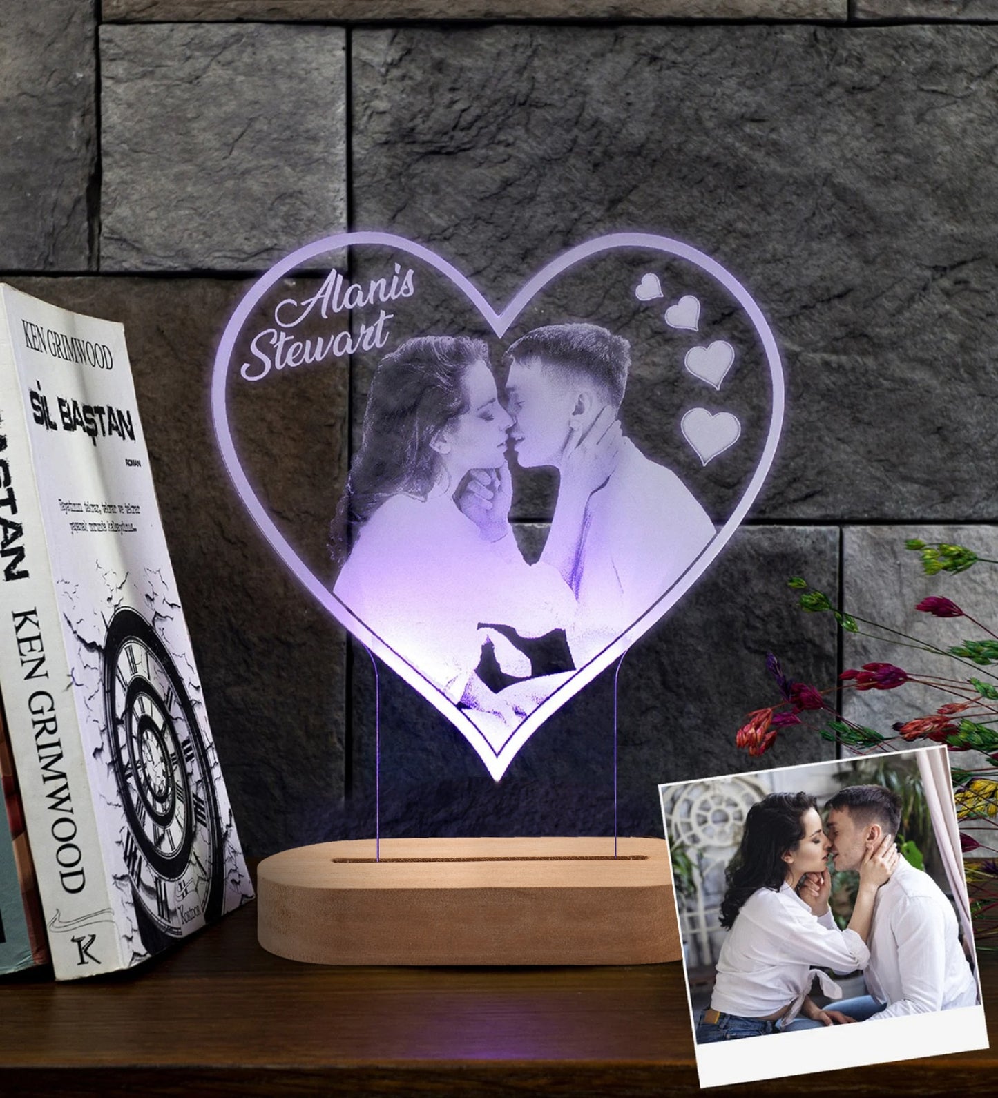Valentine's Day Personalized 3D Lamp Custom Photo Night Light Heart LED Lamp Name Date On Anniversary Wedding Valentin Day Gift For Her or Him