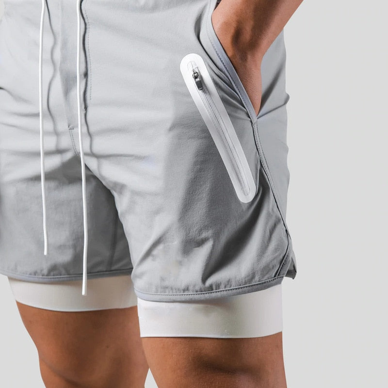 2025 New Street Fashion Shorts In1 Double Layer Quick Dry Sports Style Fitness Jogging Workout Men& Casual Shorts