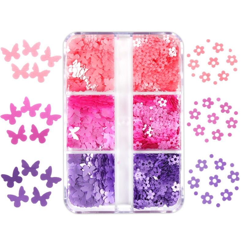 Valentines Day Mixed Love Heart Nail Glitter Red Flake Sequin Powder Decorative Accessories For Professional Nail Art Supplies