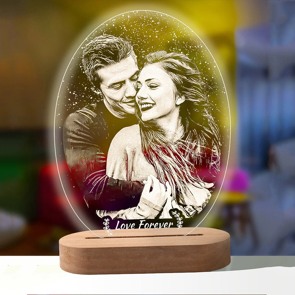 Valentine's Day Personalized 3D Lamp Custom Photo Night Light Heart LED Lamp Name Date On Anniversary Wedding Valentin Day Gift For Her or Him