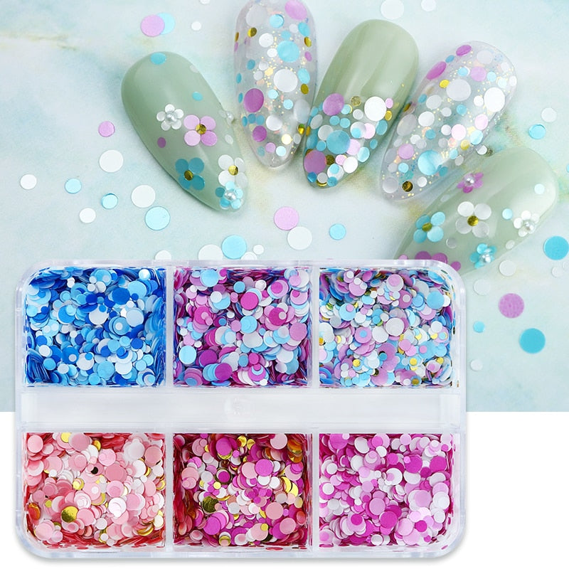 Valentines Day Mixed Love Heart Nail Glitter Red Flake Sequin Powder Decorative Accessories For Professional Nail Art Supplies