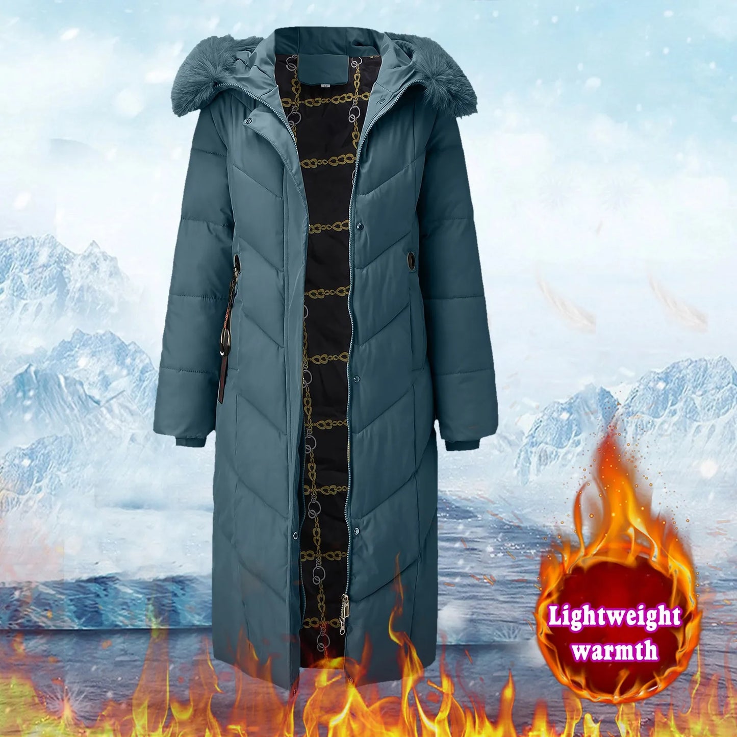 Fleece Jacket inside Pockets Women Long Winter Coat Vest Long Sleeve Warm Down Hooded Winter Jackets for Women