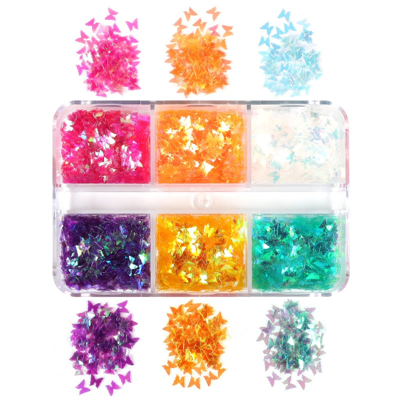 Valentines Day Mixed Love Heart Nail Glitter Red Flake Sequin Powder Decorative Accessories For Professional Nail Art Supplies