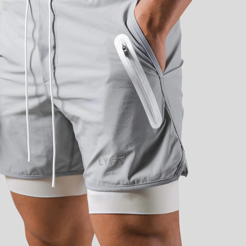 2025 New Street Fashion Shorts In1 Double Layer Quick Dry Sports Style Fitness Jogging Workout Men& Casual Shorts