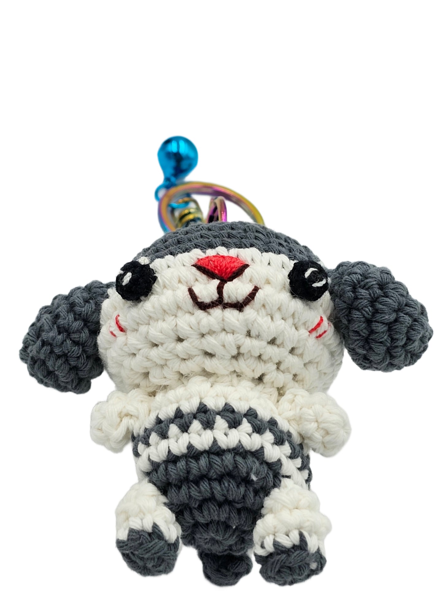 Gray and white crochet dog, dog amigurumi
