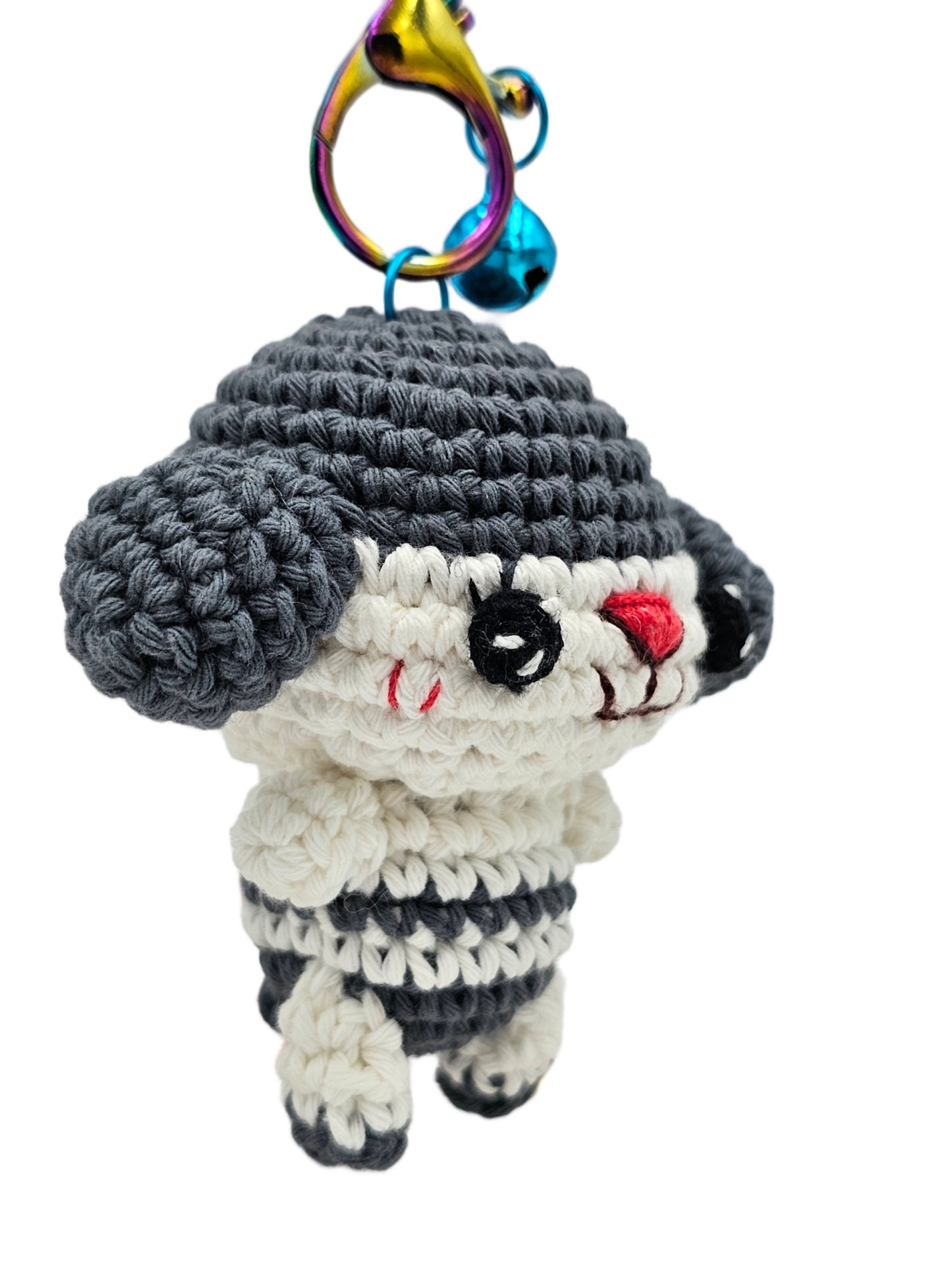 Gray and white crochet dog, dog amigurumi