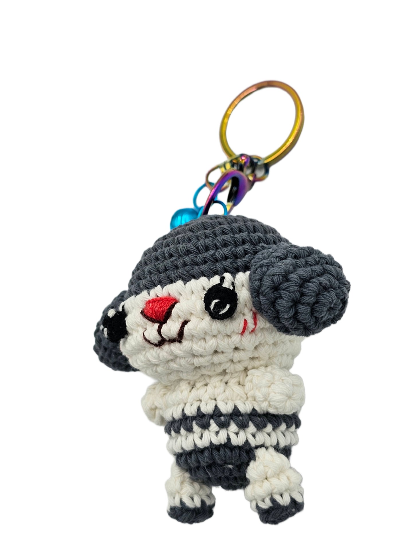 Gray and white crochet dog, dog amigurumi