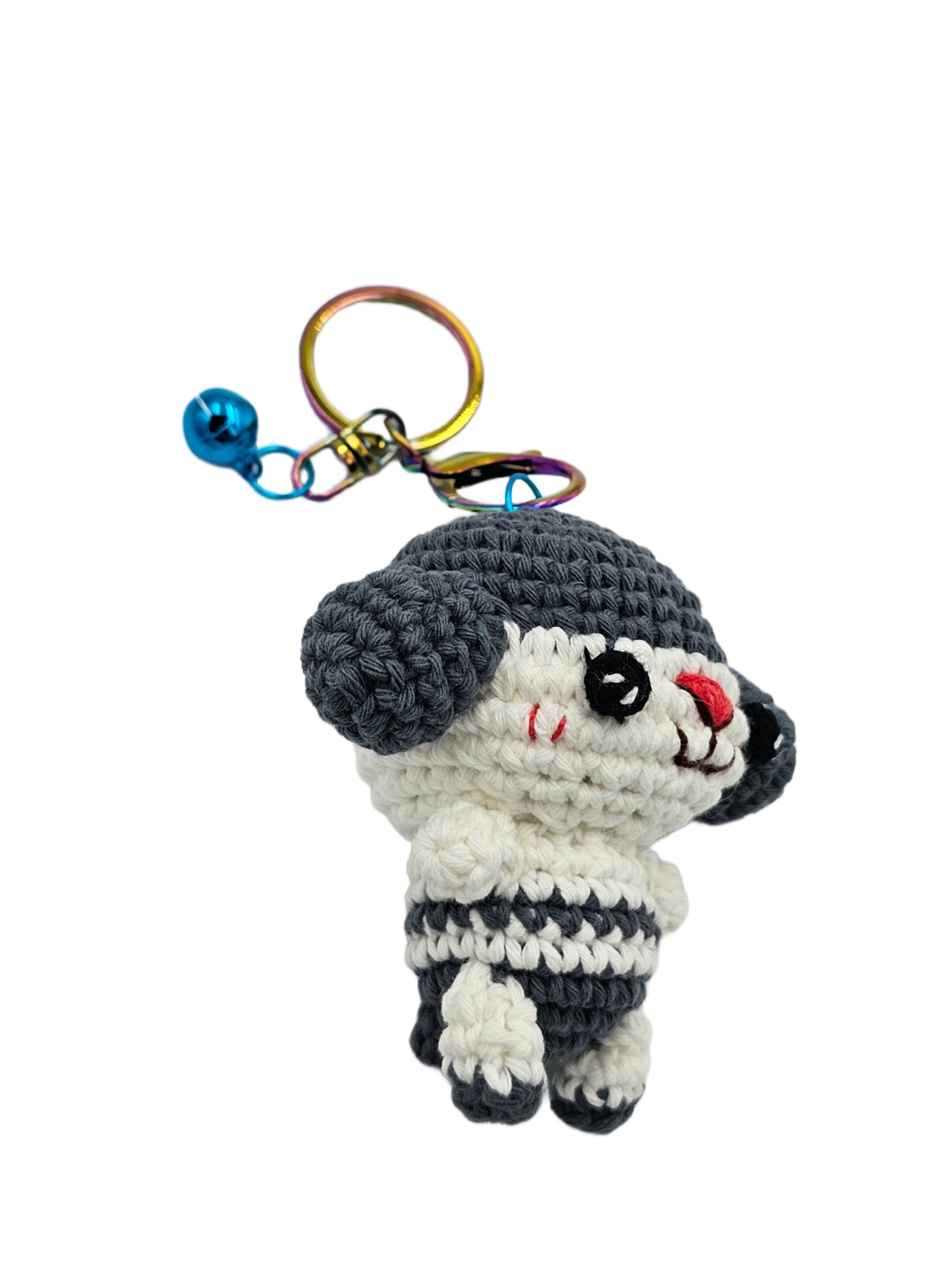 Gray and white crochet dog, dog amigurumi