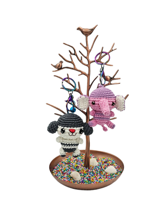Pink and purple crochet elephant, elephant amigurumi
