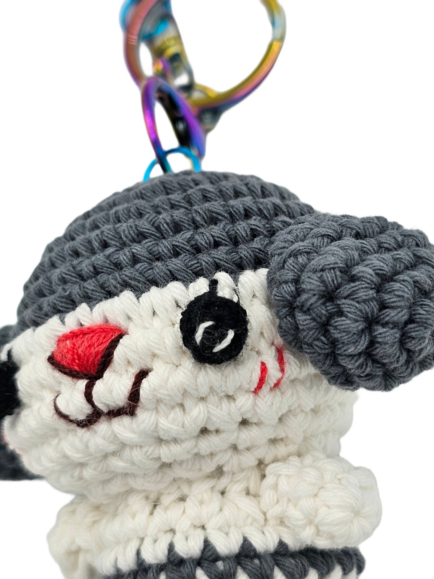 Gray and white crochet dog, dog amigurumi