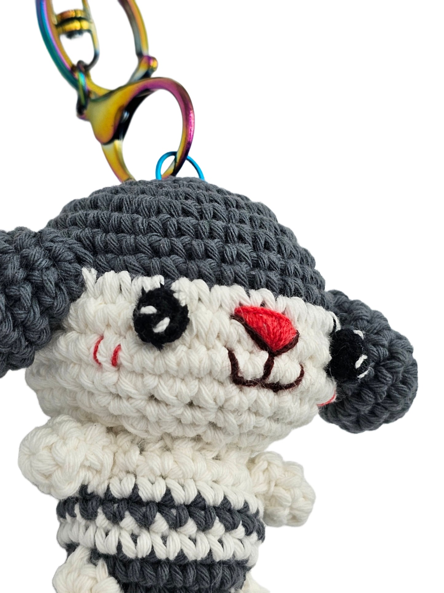 Gray and white crochet dog, dog amigurumi