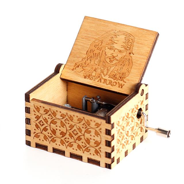 2025 Black Wooden Music Box  Jurassic Park  Caja Musical Queen Totoro Hand Cranked Wood Musical Box Christmas Gift