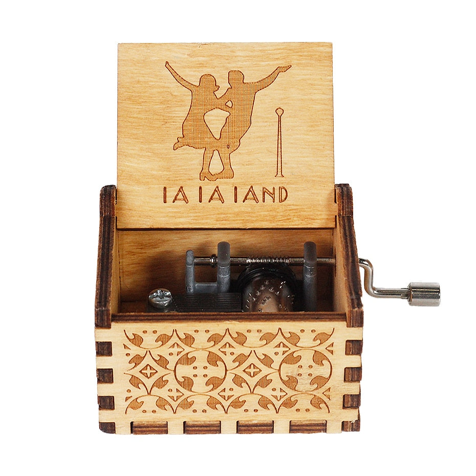 2025 Black Wooden Music Box  Jurassic Park  Caja Musical Queen Totoro Hand Cranked Wood Musical Box Christmas Gift