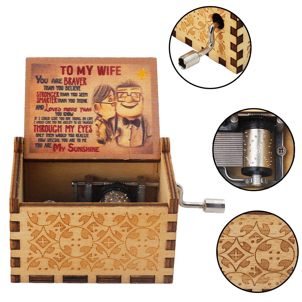 2025 Black Wooden Music Box  Jurassic Park  Caja Musical Queen Totoro Hand Cranked Wood Musical Box Christmas Gift