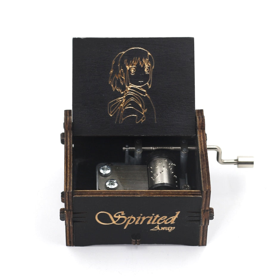 2025 Black Wooden Music Box  Jurassic Park  Caja Musical Queen Totoro Hand Cranked Wood Musical Box Christmas Gift