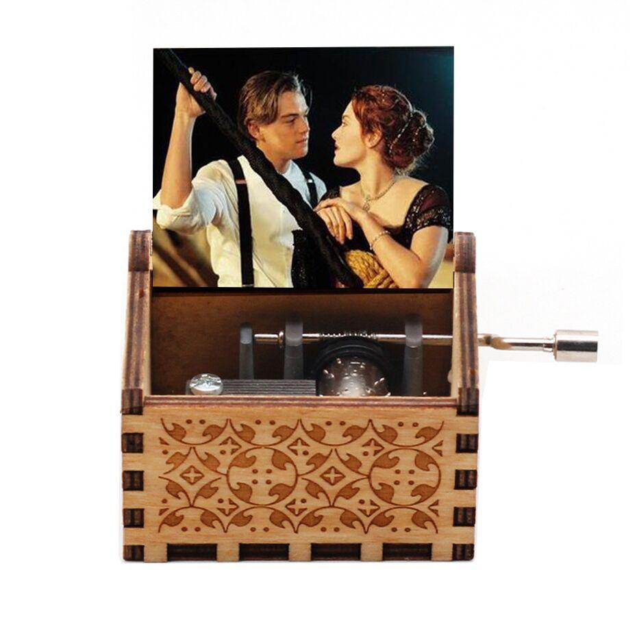 2025 Black Wooden Music Box  Jurassic Park  Caja Musical Queen Totoro Hand Cranked Wood Musical Box Christmas Gift
