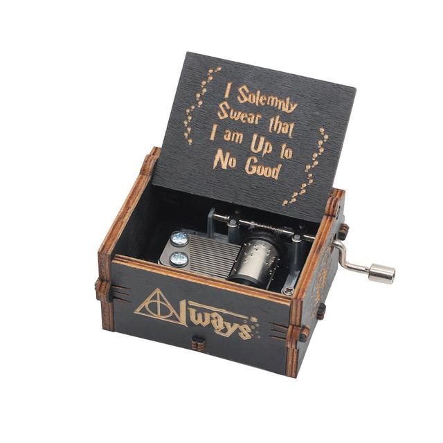2025 Black Wooden Music Box  Jurassic Park  Caja Musical Queen Totoro Hand Cranked Wood Musical Box Christmas Gift