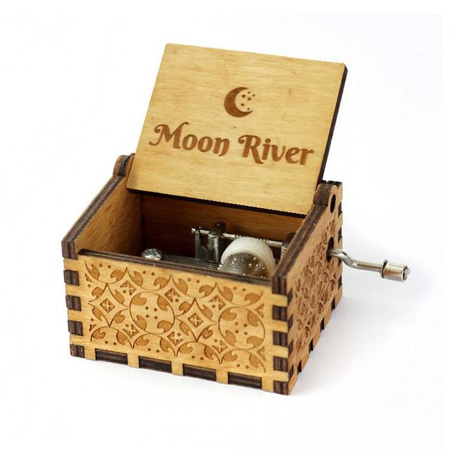 2025 Black Wooden Music Box  Jurassic Park  Caja Musical Queen Totoro Hand Cranked Wood Musical Box Christmas Gift