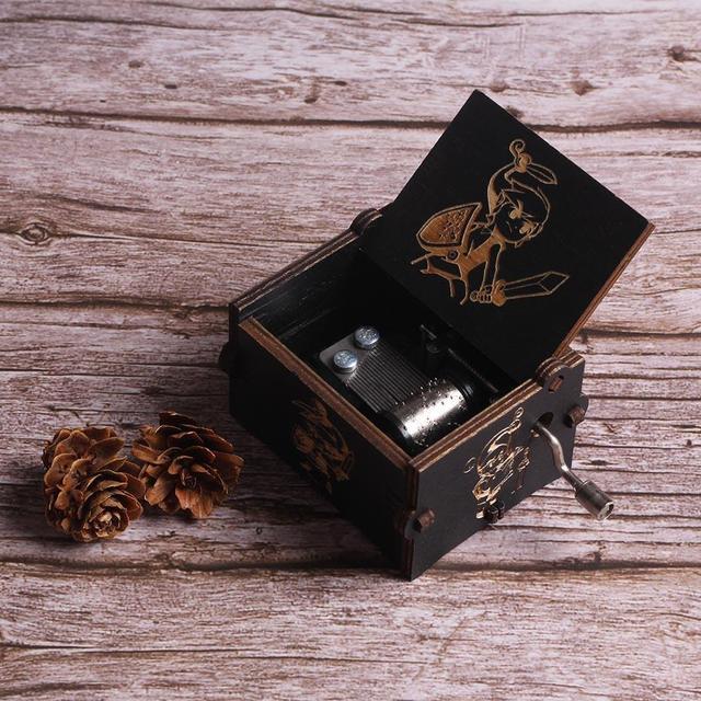 2025 Black Wooden Music Box  Jurassic Park  Caja Musical Queen Totoro Hand Cranked Wood Musical Box Christmas Gift