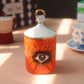Big Eye Jar Starry Sky Incense Candle Holder with Hand Lid Aromatherapy Candle Jar Handmade Candleabra Home Decoration